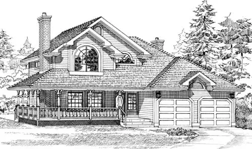 Country house plans 35-357 - front exterior, 1,849 sq ft, 3 bed, 2 bath house plans | Monster House Plans