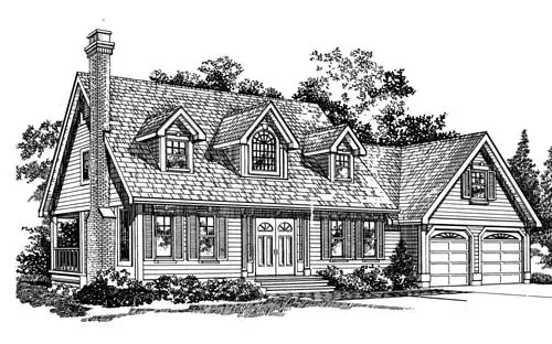 Early American house plans 35-358 - front exterior, 1,827 sq ft, 3 bed, 2 bath house plans | Monster House Plans