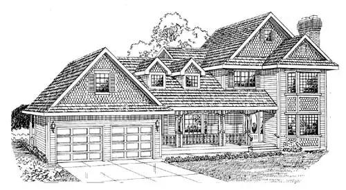 Farmhouse house plans 35-366 - front exterior, 2,030 sq ft, 3 bed, 3 bath house plans | Monster House Plans