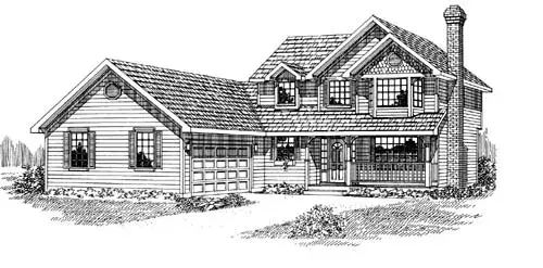 Country house plans 35-367 - front exterior, 2,086 sq ft, 4 bed, 2 bath house plans | Monster House Plans
