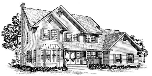 Traditional house plans 35-372 - front exterior, 2,136 sq ft, 4 bed, 2 bath house plans | Monster House Plans