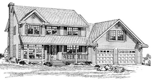 Traditional house plans 35-376 - front exterior, 2,271 sq ft, 4 bed, 2 bath house plans | Monster House Plans