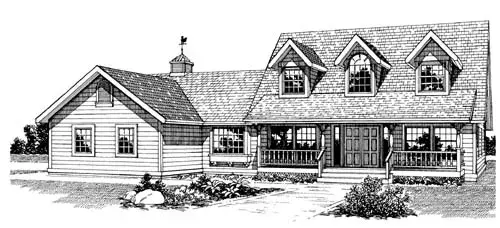 Farmhouse house plans 35-378 - front exterior, 2,264 sq ft, 3 bed, 2 bath house plans | Monster House Plans