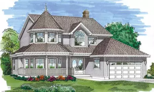 Victorian house plans 35-381 - front exterior, 2,301 sq ft, 4 bed, 2 bath house plans | Monster House Plans