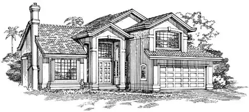 Southwest house plans 35-384 - front exterior, 2,708 sq ft, 3 bed, 3 bath house plans | Monster House Plans