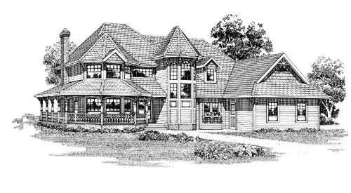 Victorian house plans 35-385 - front exterior, 2,551 sq ft, 4 bed, 2 bath house plans | Monster House Plans