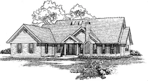 Traditional house plans 35-387 - front exterior, 2,404 sq ft, 3 bed, 2 bath house plans | Monster House Plans
