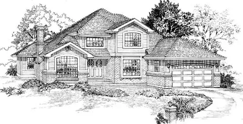 Northwest house plans 35-388 - front exterior, 2,423 sq ft, 4 bed, 2 bath house plans | Monster House Plans