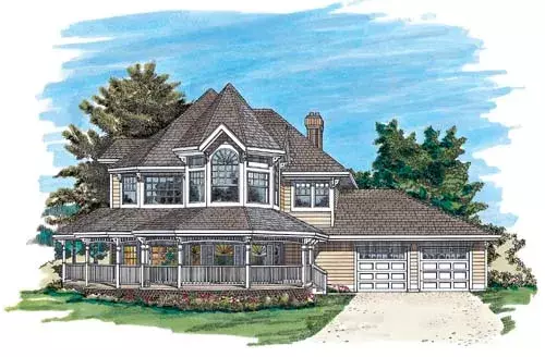 Victorian house plans 35-389 - front exterior, 2,459 sq ft, 4 bed, 2 bath house plans | Monster House Plans