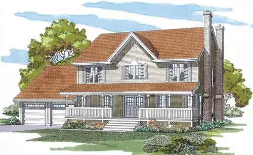 Farmhouse house plans 35-390 - front exterior, 2,446 sq ft, 4 bed, 2 bath house plans | Monster House Plans