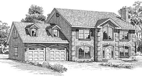 European house plans 35-393 - front exterior, 2,495 sq ft, 3 bed, 2 bath house plans | Monster House Plans