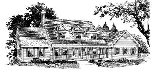 Country house plans 35-394 - front exterior, 2,534 sq ft, 4 bed, 3 bath house plans | Monster House Plans