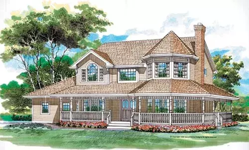 Victorian house plans 35-395 - front exterior, 2,516 sq ft, 4 bed, 2 bath house plans | Monster House Plans