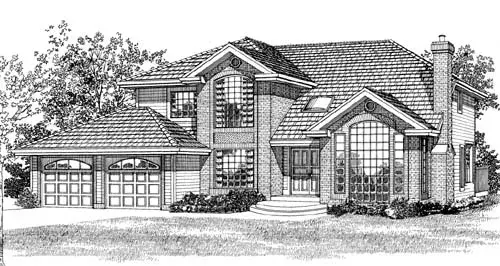Traditional house plans 35-396 - front exterior, 2,618 sq ft, 3 bed, 3 bath house plans | Monster House Plans