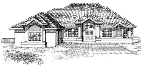 Sunbelt house plans 35-401 - front exterior, 2,761 sq ft, 3 bed, 3 bath house plans | Monster House Plans