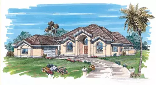 Sunbelt house plans 35-403 - front exterior, 3,018 sq ft, 3 bed, 4 bath house plans | Monster House Plans