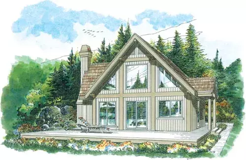 Contemporary house plans 35-411 - front exterior, 1,140 sq ft, 3 bed, 1 bath house plans | Monster House Plans