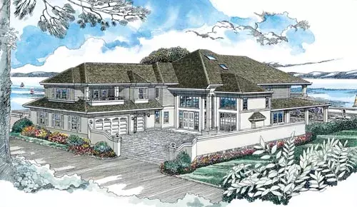 Traditional house plans 35-418 - front exterior, 5,159 sq ft, 4 bed, 4 bath house plans | Monster House Plans