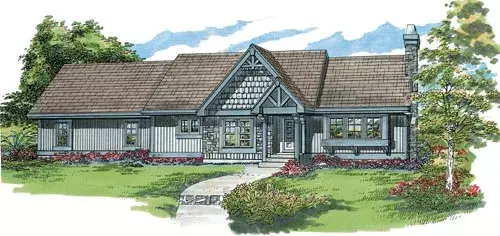 Country house plans 35-425 - front exterior, 1,282 sq ft, 3 bed, 2 bath house plans | Monster House Plans