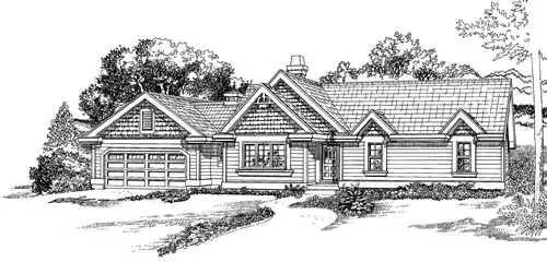 Ranch house plans 35-427 - front exterior, 1,357 sq ft, 3 bed, 2 bath house plans | Monster House Plans