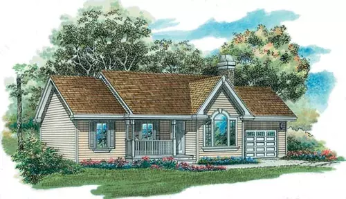 Traditional house plans 35-428 - front exterior, 1,360 sq ft, 3 bed, 2 bath house plans | Monster House Plans