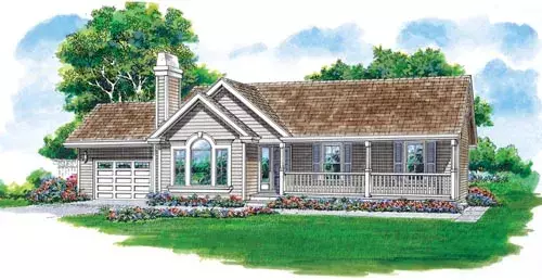 Country house plans 35-430 - front exterior, 1,428 sq ft, 3 bed, 2 bath house plans | Monster House Plans