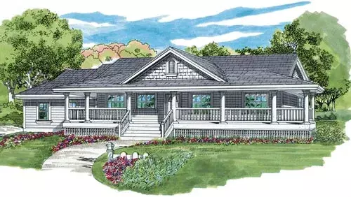 Country house plans 35-432 - front exterior, 1,578 sq ft, 3 bed, 2 bath house plans | Monster House Plans