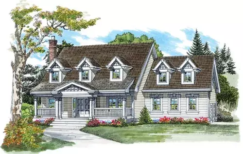 Country house plans 35-434 - front exterior, 2,481 sq ft, 4 bed, 2 bath house plans | Monster House Plans
