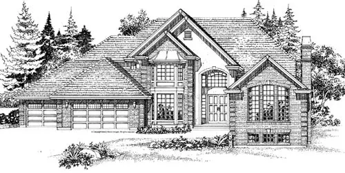 European house plans 35-439 - front exterior, 4,530 sq ft, 4 bed, 3 bath house plans | Monster House Plans