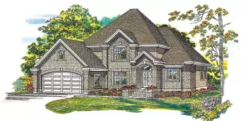 European house plans 35-453 - front exterior, 2,281 sq ft, 4 bed, 2 bath house plans | Monster House Plans