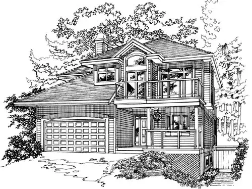 Contemporary house plans 35-456 - front exterior, 2,163 sq ft, 3 bed, 2 bath house plans | Monster House Plans