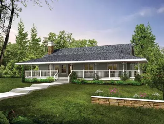 Ranch house plans 35-461 - front exterior, 1,514 sq ft, 3 bed, 2 bath house plans | Monster House Plans