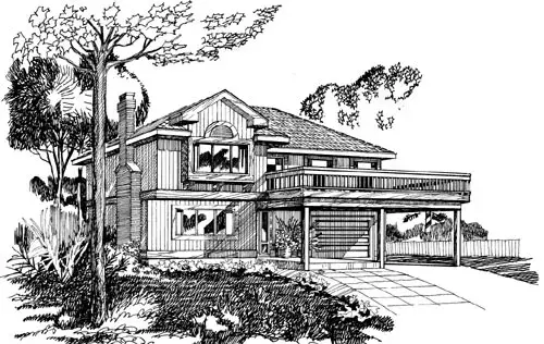 Contemporary house plans 35-462 - front exterior, 1,290 sq ft, 3 bed, 2 bath house plans | Monster House Plans