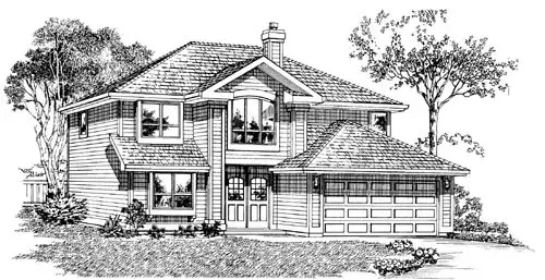Traditional house plans 35-463 - front exterior, 1,372 sq ft, 3 bed, 2 bath house plans | Monster House Plans