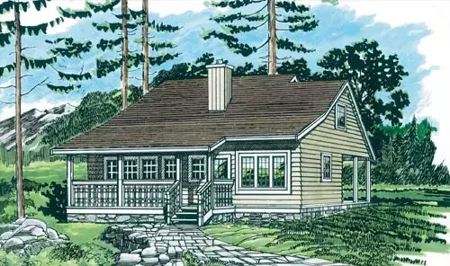 Country house plans 35-464 - front exterior, 1,213 sq ft, 3 bed, 1 bath house plans | Monster House Plans