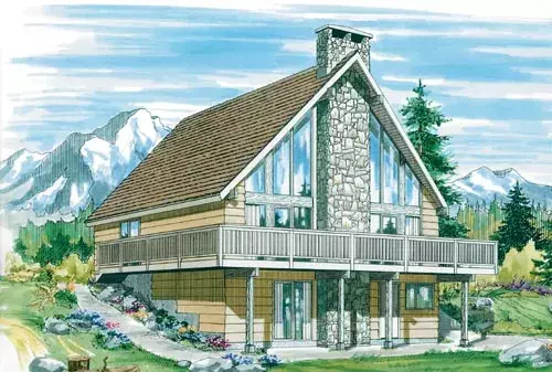Contemporary house plans 35-465 - front exterior, 1,197 sq ft, 2 bed, 1 bath house plans | Monster House Plans