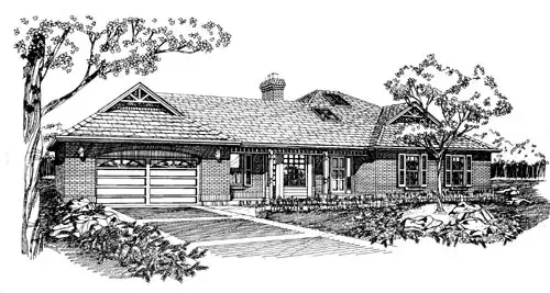 Traditional house plans 35-471 - front exterior, 1,746 sq ft, 3 bed, 2 bath house plans | Monster House Plans