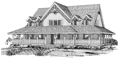 Farmhouse house plans 35-474 - front exterior, 2,262 sq ft, 3 bed, 2 bath house plans | Monster House Plans