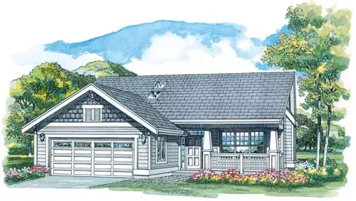 Craftsman house plans 35-476 - front exterior, 1,260 sq ft, 3 bed, 2 bath house plans | Monster House Plans