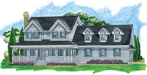 Farmhouse house plans 35-479 - front exterior, 2,695 sq ft, 4 bed, 3 bath house plans | Monster House Plans