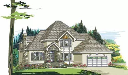 European house plans 35-480 - front exterior, 2,851 sq ft, 4 bed, 3 bath house plans | Monster House Plans