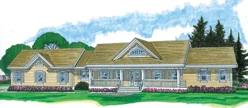 Country house plans 35-483 - front exterior, 1,880 sq ft, 3 bed, 2 bath house plans | Monster House Plans