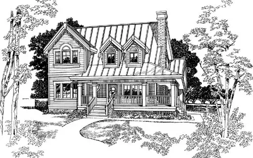 Country house plans 35-491 - front exterior, 1,583 sq ft, 3 bed, 2 bath house plans | Monster House Plans