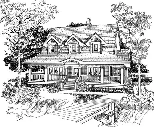 Country house plans 35-492 - front exterior, 1,715 sq ft, 3 bed, 2 bath house plans | Monster House Plans