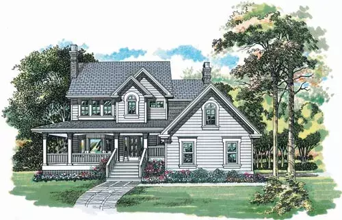 Country house plans 35-493 - front exterior, 1,924 sq ft, 3 bed, 2 bath house plans | Monster House Plans