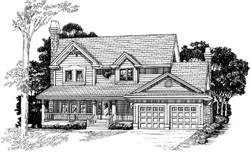 Country house plans 35-494 - front exterior, 2,142 sq ft, 4 bed, 2 bath house plans | Monster House Plans