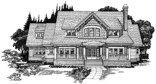 Country house plans 35-497 - front exterior, 3,090 sq ft, 4 bed, 3 bath house plans | Monster House Plans