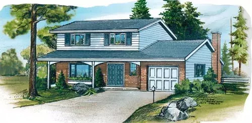 Traditional house plans 35-504 - front exterior, 1,796 sq ft, 4 bed, 2 bath house plans | Monster House Plans