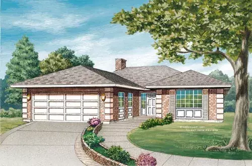 European house plans 35-507 - front exterior, 1,385 sq ft, 3 bed, 1 bath house plans | Monster House Plans