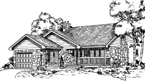 Traditional house plans 35-513 - front exterior, 1,318 sq ft, 3 bed, 1 bath house plans | Monster House Plans